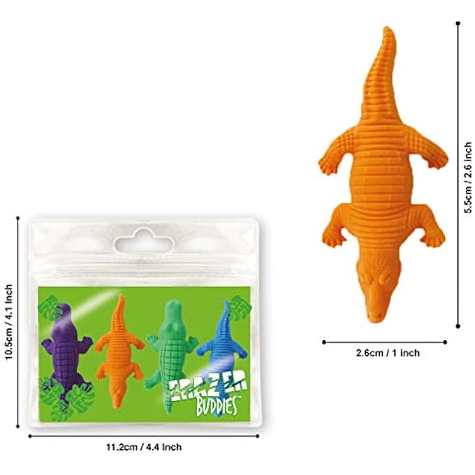 Deluxebase ERAZER BUDDIEZ - CROCODILE RUBBER ERASERS . NOVELTY STATIONERY FOR BOYS AND GIRLS. COLOURFUL PENCIL ERASER SET. GREAT FOR OFFICE OR SCHOOL SUPPLIES. - Image 2