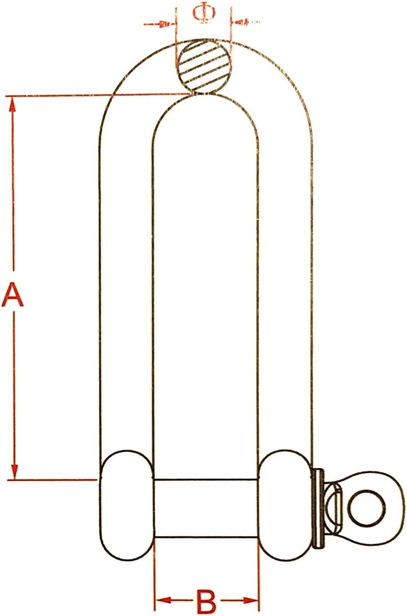 US Stainless حلقة د طويلة من الفولاذ المقاوم للصدأ 316 بحجم 1/4" (6 مم) من الدرجة البحرية - Image 4