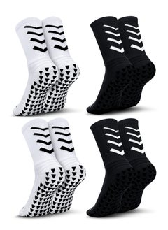 Generic 4 Pairs Grip Socks Soccer, Anti Slip Non-Slip Socks Mens Grip Pads Socks for Football Soccer Basketball Yoga Sports  - Image 1