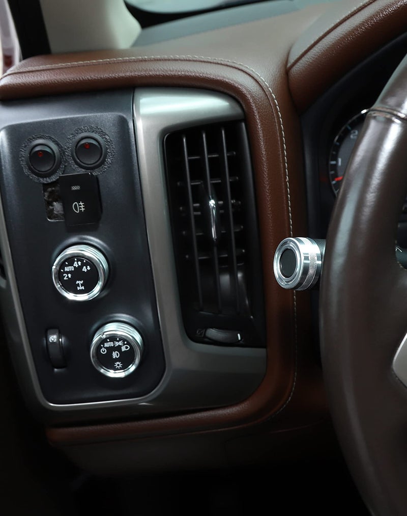 JeCar Center Console Switch Button Trim Air Conditioner Control Knob Cover for Chevy Silverado & GMC Sierra 2014-2018, Silver - Image 4