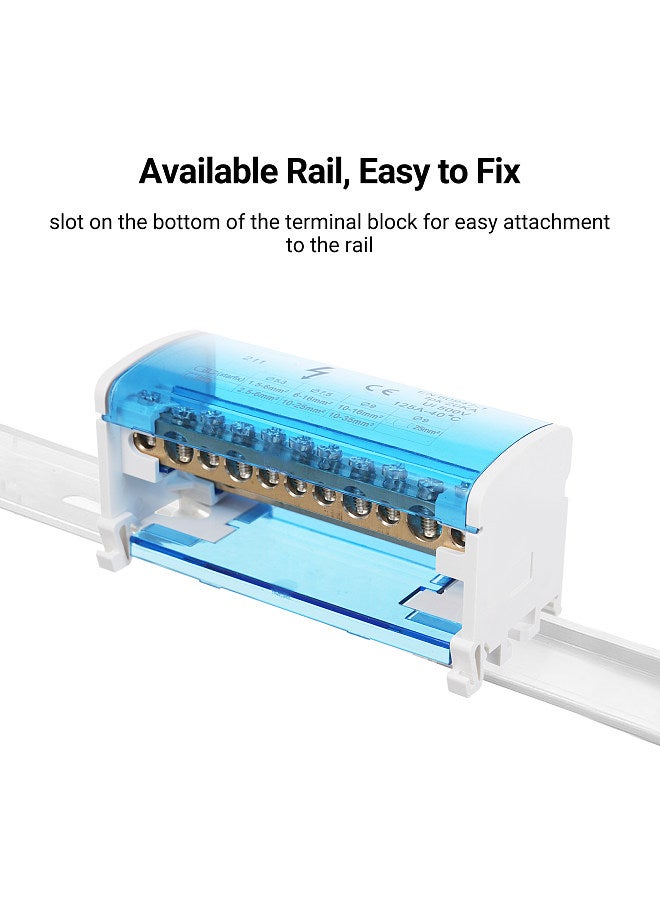 Terminal Block Junction Box 2-Level Single Phase Junction Case 211 Terminal Distribution Box Din Rail Terminal Case with Transparent Cover Distribution Protection Box