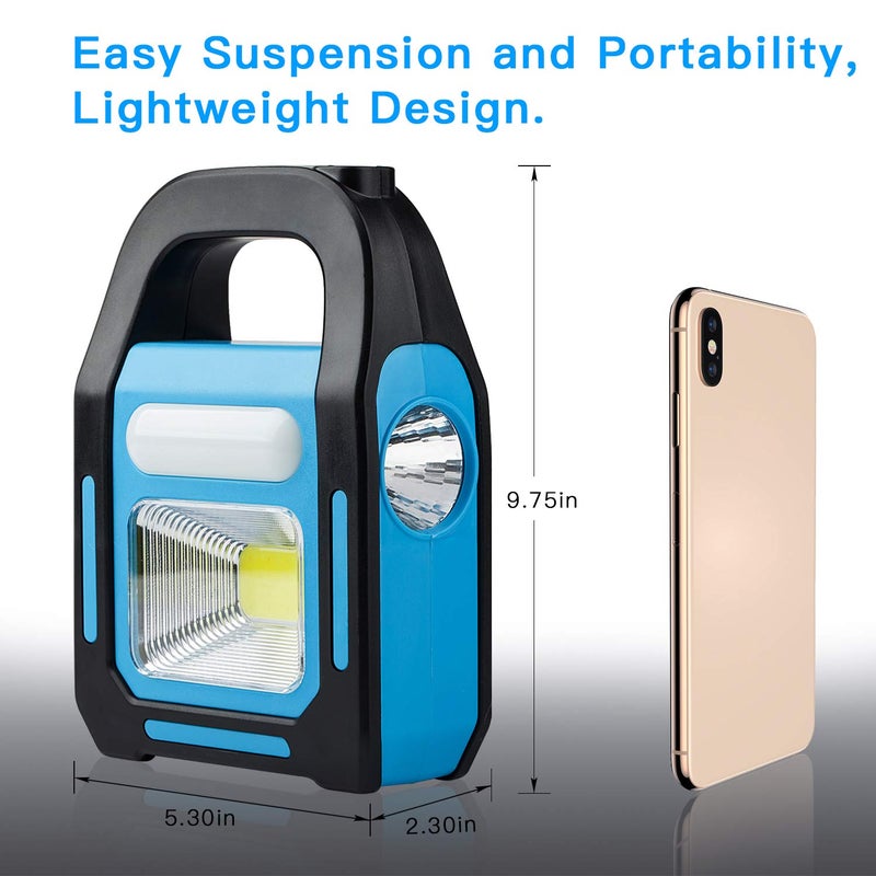 TANSOREN 1 Pack 3 in 1 Solar USB Rechargeable Brightest COB LED Camping Lantern, Charging for Device, Waterproof Emergency Flashlight LED Light - Image 5