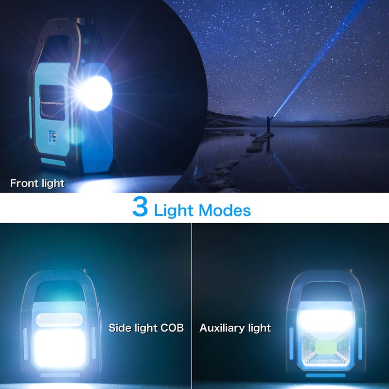 TANSOREN 1 Pack 3 in 1 Solar USB Rechargeable Brightest COB LED Camping Lantern, Charging for Device, Waterproof Emergency Flashlight LED Light - Image 2