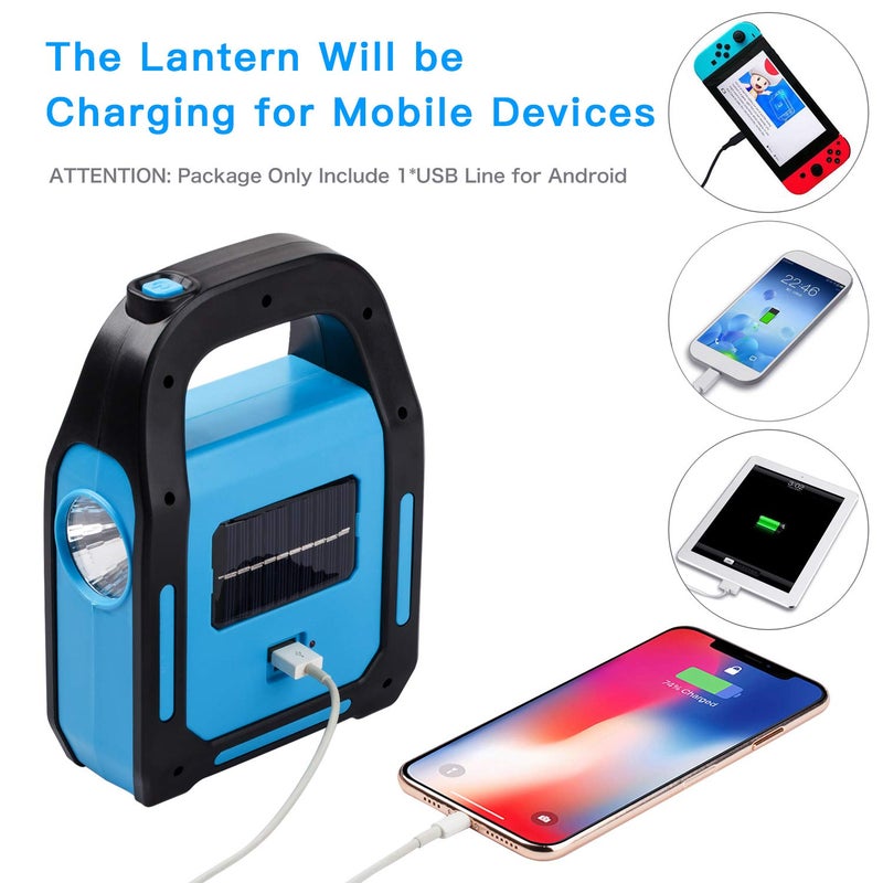 TANSOREN 1 Pack 3 in 1 Solar USB Rechargeable Brightest COB LED Camping Lantern, Charging for Device, Waterproof Emergency Flashlight LED Light - Image 4