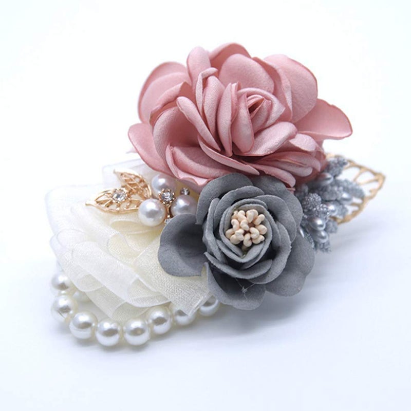 Teensery Wedding Bride Wrist Corsage Bridesmaid Wrist Flower Artificial Rose Faux Pearl Bracelet for Wedding Prom Party - Image 2