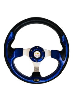 ROYAL - Car Sports Steering Wheel Racing Type High Quality 13-inch 320mm Aluminum PU Round "O" Shape Styling Universal Drifting Deep Dish Racing Momo Steering Wheel (DYT-5316) (Blue)
