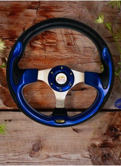 Royal ROYAL - Car Sports Steering Wheel Racing Type High Quality 13-inch 320mm Aluminum PU Round "O" Shape Styling Universal Drifting Deep Dish Racing Momo Steering Wheel (DYT-5316) (Blue)  - Image 2