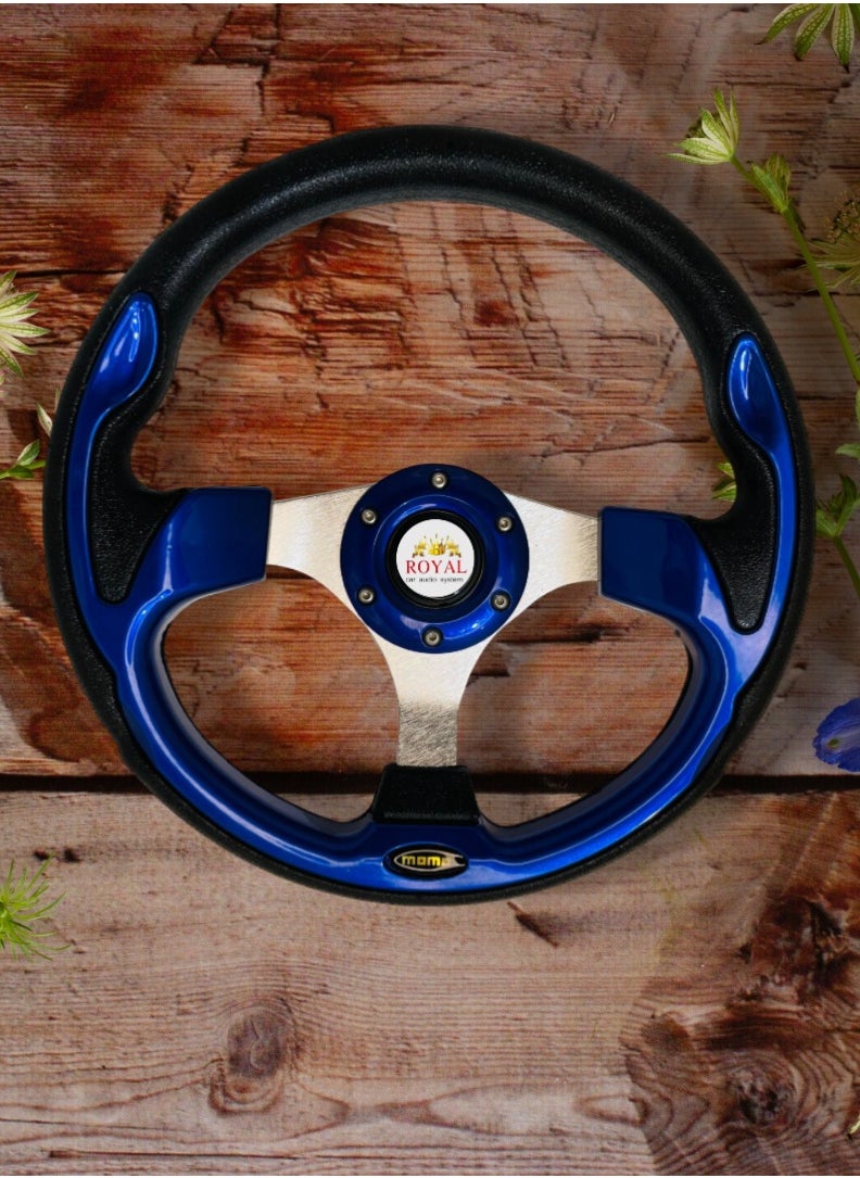 Royal - ROYAL - Car Sports Steering Wheel Racing Type High Quality 13-inch 320mm Aluminum PU Round "O" Shape Styling Universal Drifting Deep Dish Racing Momo Steering Wheel (DYT-5316) (Blue) - Image 1