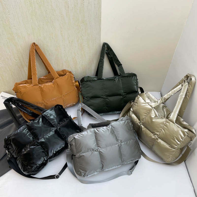 Women's Nylon Quilted Puffer Tote Bag - Image 2