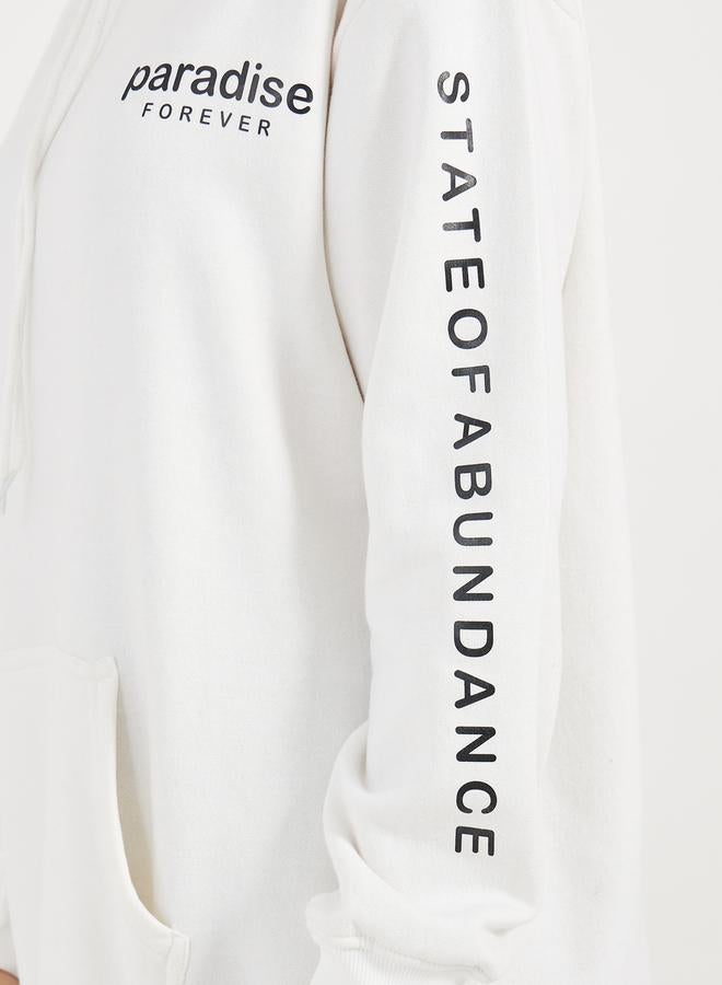 Styli Regular Fit Longline Slogan Hoodie  - Image 3