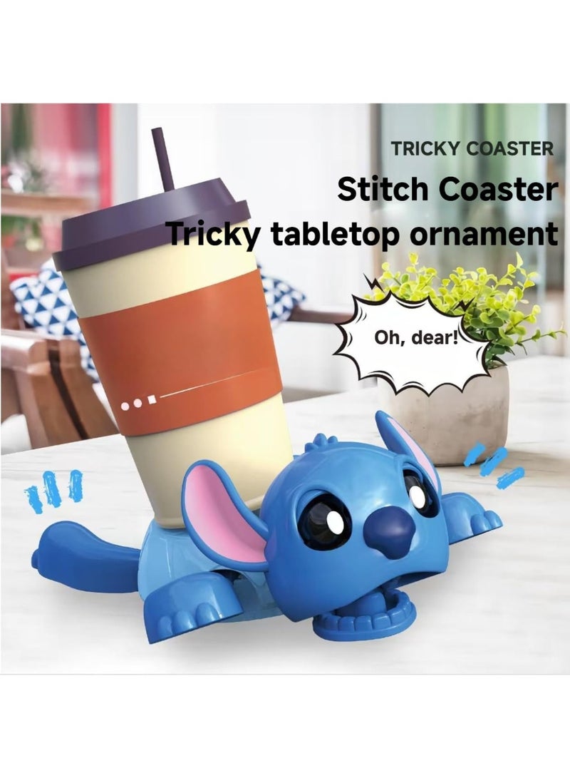 A decorative, Stitch-themed coaster with interactive, changing expressions, in blue. - Image 3
