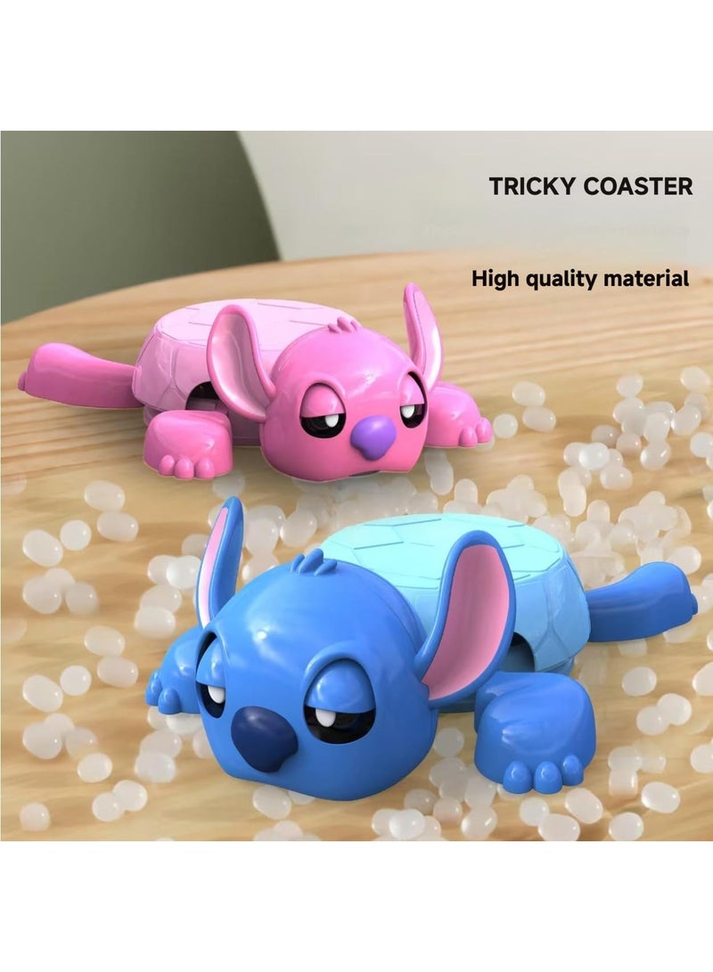 A decorative, Stitch-themed coaster with interactive, changing expressions, in blue. - Image 4