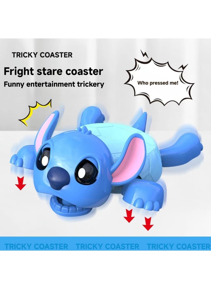 A decorative, Stitch-themed coaster with interactive, changing expressions, in blue. - Image 5