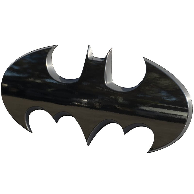 Fan Emblems Batman 3D Car Badge  1989 Batwing Logo  Large Black Chrome 73 x 36 x 04 inches