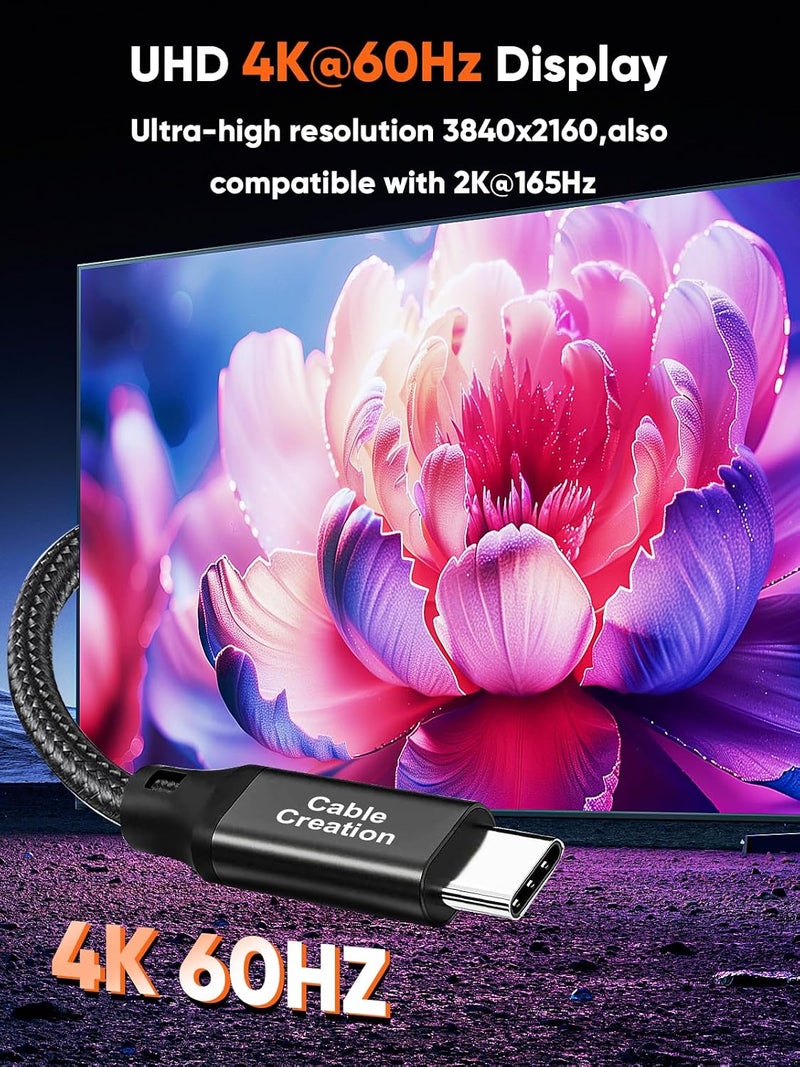 كابل CableCreation بطول 3.3 قدم من النوع USB 3.2 Gen 2x2 Type-C إلى Type-C، كابل نقل بيانات بدقة 4K UHD وسرعة 20 جيجابت في الثانية، كابل شحن سريع بقدرة 240 واط PD من USB-C إلى USB-C، كابل مناسب لـ MacBook Pro و iPad Pro، مضفر من النايلون، أسود. - Image 5