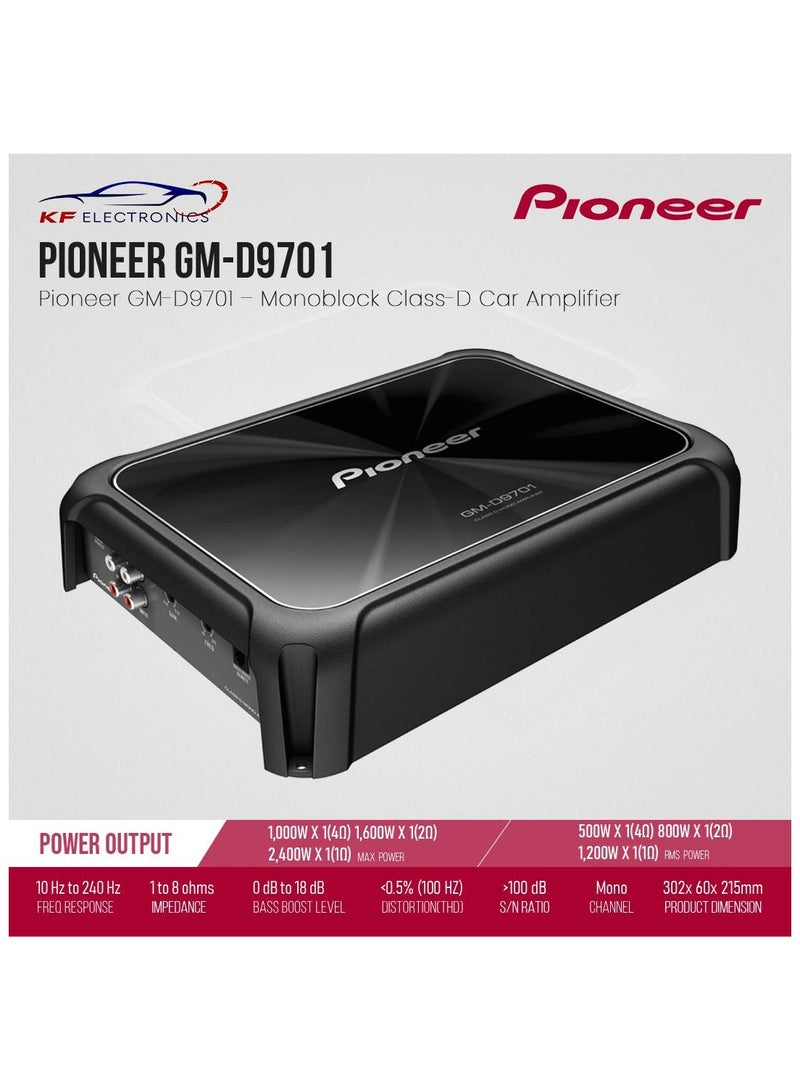Pioneer Pioneer GM-D9701 Class-D Mono Amplifier - High-Power Car Audio Amplifier with Variable Bass Boost and Low-Pass Filter  - Image 2