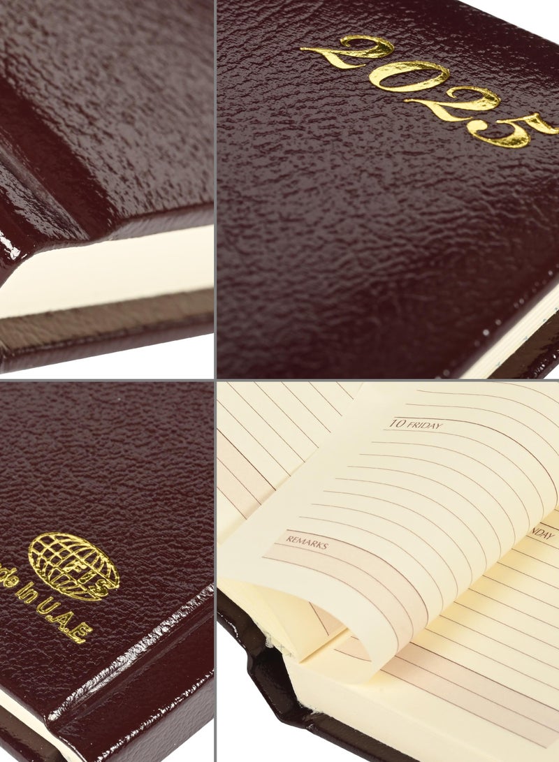 FIS Bonded Leather Pocket Diary 2025 (English) Hard Cover Burgundy - FSDI10EB25BU - Image 3