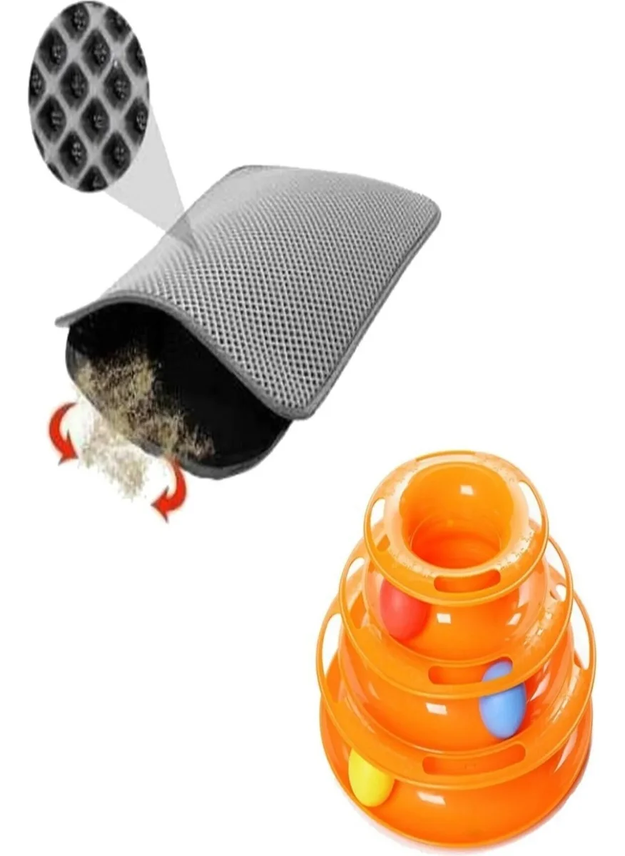 PetKit 2 Piece Set Cat Toilet Mat with Sieve Gray 3 Layer Cat Toy