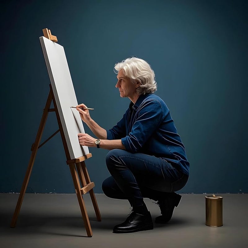 حامل عرض كبير قابل للطي من الخشب 15 × 7.7 بوصة حامل لوحات قماشية للرسم - Image 4