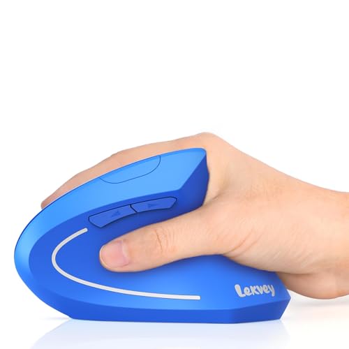 Lekvey Ergonomic Mouse, Vertical Wireless Mouse Rechargeable 2.4G USB Optical Carpal Tunnel Mice : 3 DPI 800/1200/1600 Levels 6 Buttons, for Laptop, PC, Mac, Computer, Desktop, Notebook etc, Blue - Image 1
