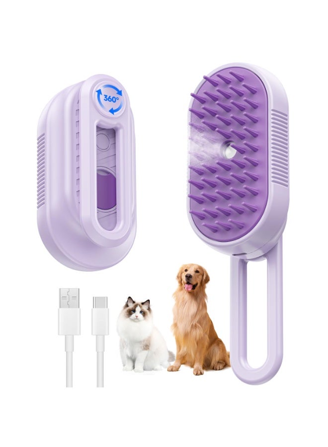Cat Steam Brush for Shedding, 4 in 1 Rechargeable Steam Brush for Cats and Dogs, Anti-Static, Massage, Cleaning, Shedding & Combing All In One! - Image 1