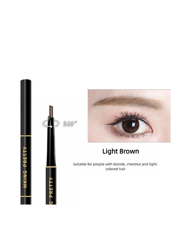 Fluff & Define Dual End Eyebrow Pencil, Creamy Triangle Twist Brow Pen For Soft Natural Defined Brows, Waterproof Sweatproof Smudge & Transfer-Resistant Long Lasting Formula -Light  Brown - Image 1