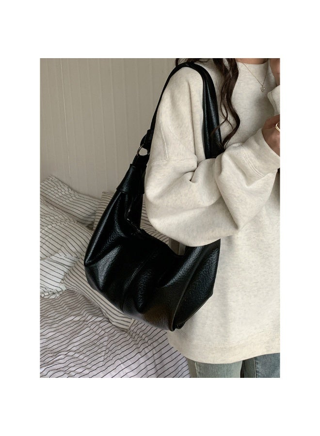 Women Retro Soft Faux Leather Hobo Bag Large Capacity Casual Daily Commute Versatile Shoulder Crossbody Bag - Image 5