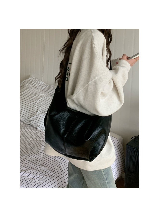 Women Retro Soft Faux Leather Hobo Bag Large Capacity Casual Daily Commute Versatile Shoulder Crossbody Bag - Image 4