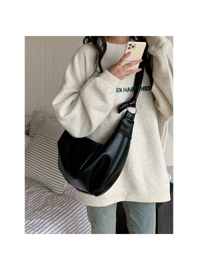 Women Retro Soft Faux Leather Hobo Bag Large Capacity Casual Daily Commute Versatile Shoulder Crossbody Bag - Image 3