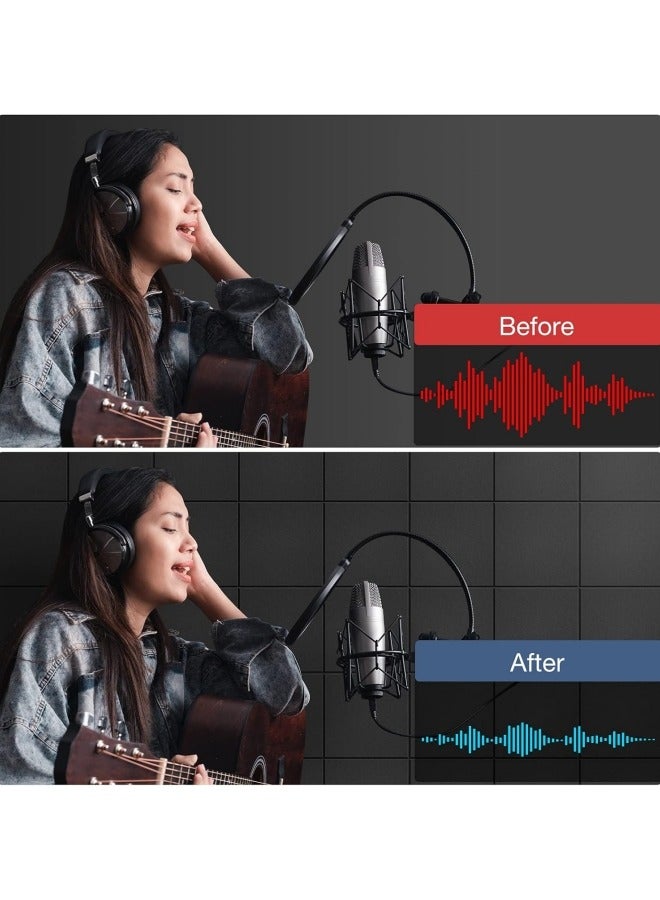 GGEROU 12 حزمة من الألواح الصوتية عازلة للصوت بطبقة بوليستر عالية الكثافة لتزيين الجدران للمكتب المنزلي والاستوديو 12X12X0.35 بوصة باللون الأسود - Image 5