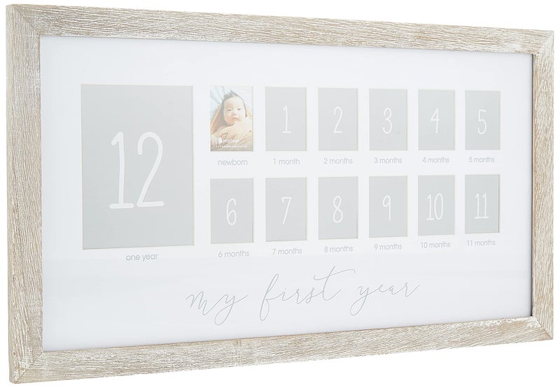 Pearhead My First Year Picture Frame, Baby's First Twelve Months Photo Collage and Gender Neutral Keepsake, Ideal for Baby Shower, New Mom Gift and Nursery Decor, Distressed Wood - Image 4