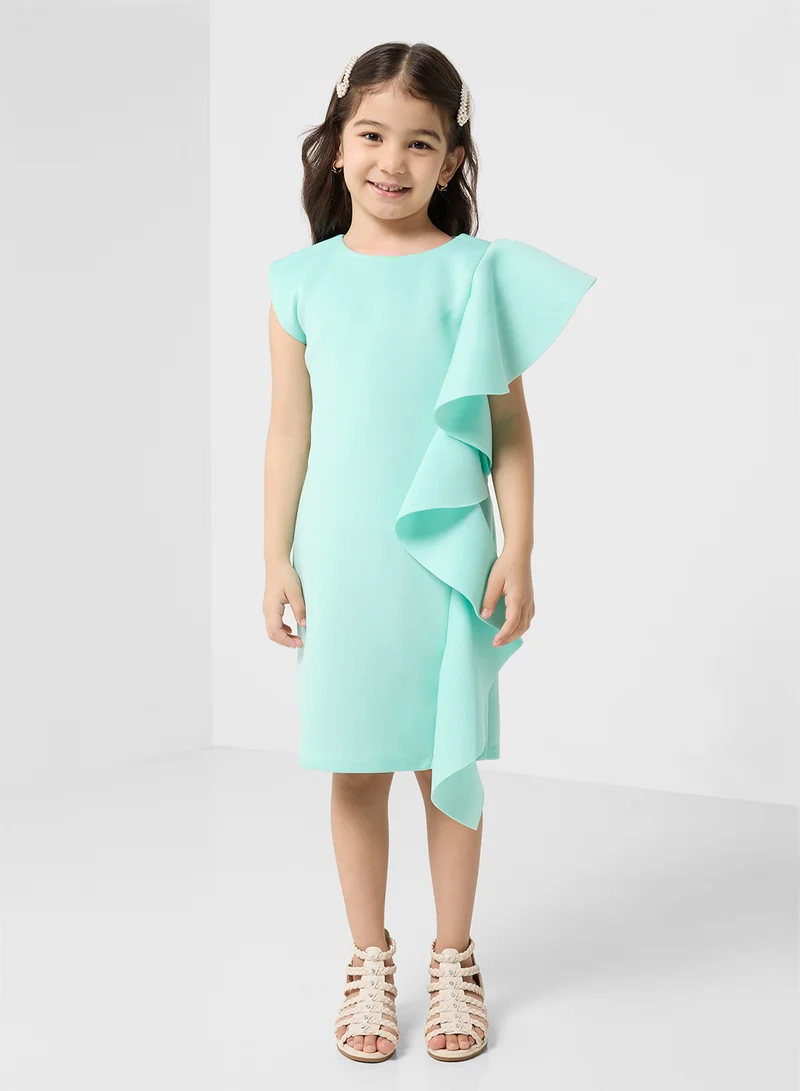 Little Golden Apple Ruffle Sleeve Dress
