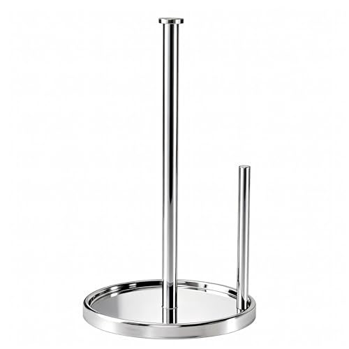STWWO Paper Towel Holder Countertop Standing Paper Roll Holder with Anti Slip Weighted Base Stainless Steel Freestanding Paper Towel Holder for Kitchen Chrome - Image 1
