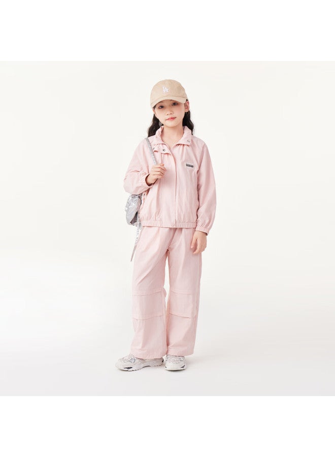 Royal Kids Girls Sports Set Spring And Autumn Casual Jacket And Pants Two-piece Pink 110 - Image 1