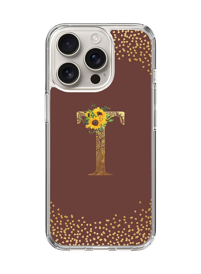Stylizedd For iPhone 16 Pro Case [Compatible with MagSafe] Slim Magnetic cover Clear Phone Case - Custom Monogram Mandala Floral - T (Brown ) - Image 1