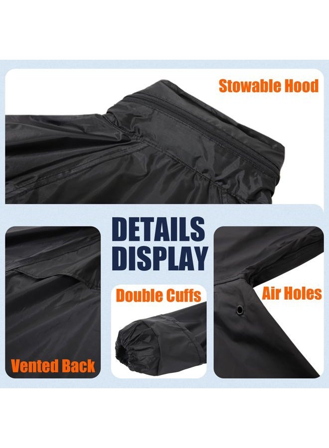 RainRider Rain Suits for Men Women Safety Rain Jacket with Pants High Visibility Waterproof Rain Gear, Black, XL - Image 2