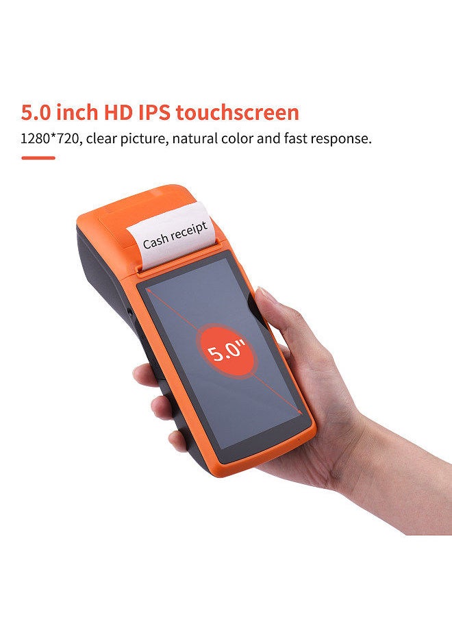 Generic - M1S Android Mobile POS Terminal Handheld PDA Printer All in One 58mm Receipt Printer 1D 2D Barcode Scanner with 5 Inch Touchscreen Support GPS/BT/3G/WiFi/OTG Function - Image 1