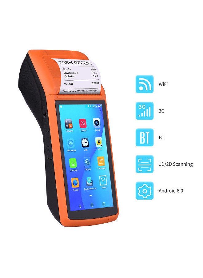 Generic - M1S Android Mobile POS Terminal Handheld PDA Printer All in One 58mm Receipt Printer 1D 2D Barcode Scanner with 5 Inch Touchscreen Support GPS/BT/3G/WiFi/OTG Function - Image 1