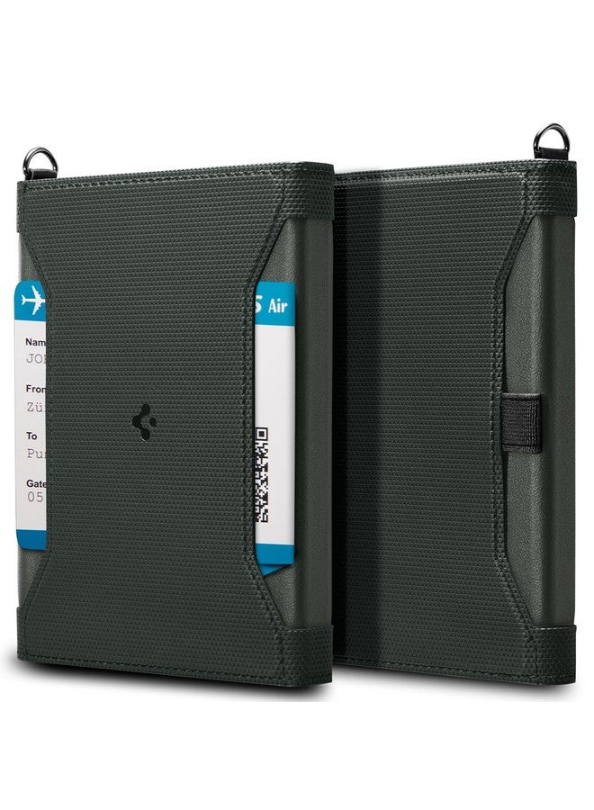 Spigen Leather Passport Card Holder Passport Wallet Travel Documents Organizer Protector Passport Holder Travel Accessories with RFID Blocking Technology SIM Card Pin Included - Military Green - Image 1