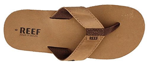 Reef Leather Smoothy Mens Flip Flop, No Break In Period Leather, Durable Outsole, Bronze Brown, 15 - Image 3