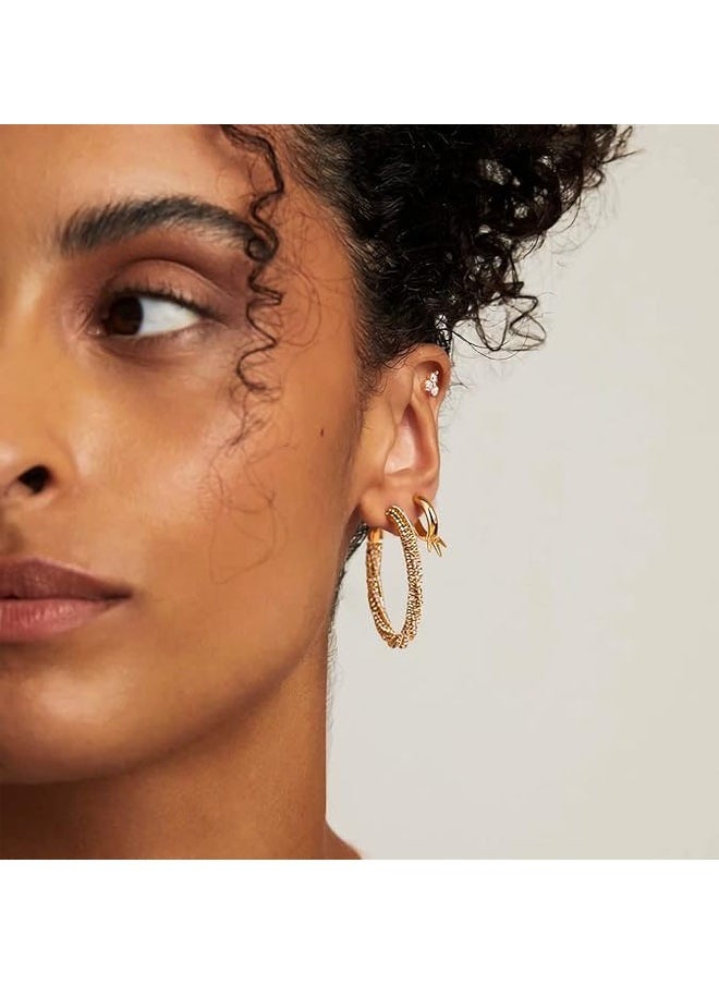 Mevecco - Women Huggie Earrings Gold Hoop 14K Gold Filled Small Simple Handmade Hypoallergenic Everyday Jewelry - Image 1