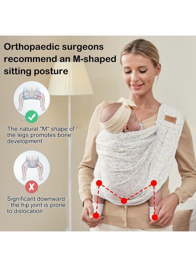 vrbabies Baby Sling Carrier Newborn, Adjustable Easy Wearing Baby Nursing Warp Sling, New Mom Dad Soft Cotton Baby Front Holder Carrier for Infant Toddler Life Travel Essential Gifts (Yellow Flower) - Image 4