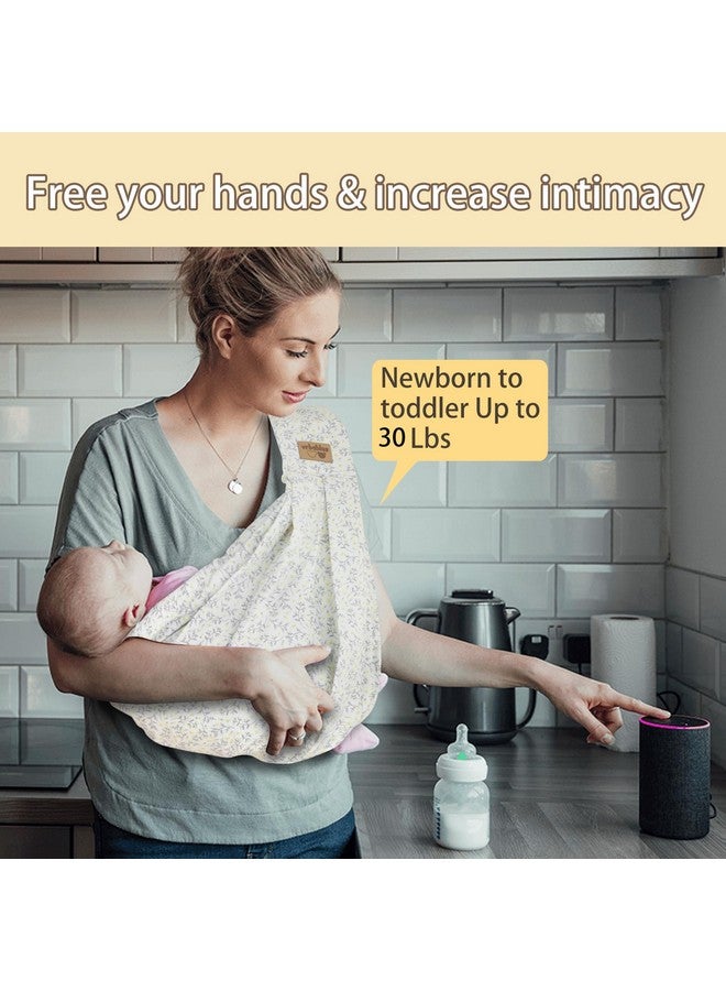 vrbabies Baby Sling Carrier Newborn, Adjustable Easy Wearing Baby Nursing Warp Sling, New Mom Dad Soft Cotton Baby Front Holder Carrier for Infant Toddler Life Travel Essential Gifts (Yellow Flower) - Image 3