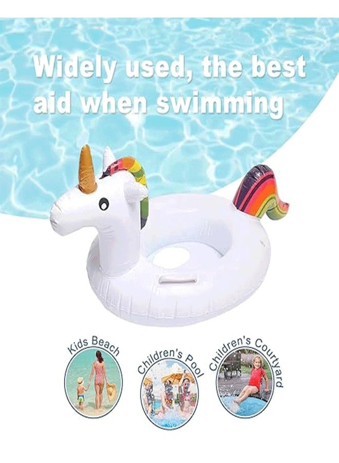 MANVI Swimming Tube for Kids, PVC Inflatable Baby Swimming Float Seat, Swim Float Boat with Double Handle and Inflator for Age 6 Months to 3 Years Toddler (Unicorn Shape) - Image 3