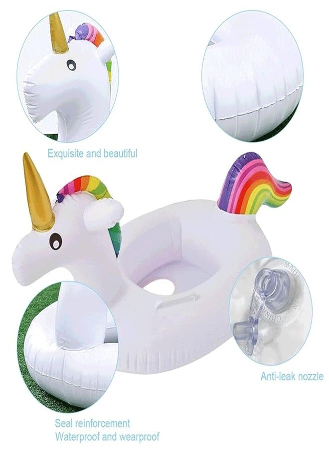 MANVI Swimming Tube for Kids, PVC Inflatable Baby Swimming Float Seat, Swim Float Boat with Double Handle and Inflator for Age 6 Months to 3 Years Toddler (Unicorn Shape) - Image 4