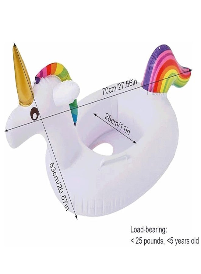 MANVI Swimming Tube for Kids, PVC Inflatable Baby Swimming Float Seat, Swim Float Boat with Double Handle and Inflator for Age 6 Months to 3 Years Toddler (Unicorn Shape) - Image 2