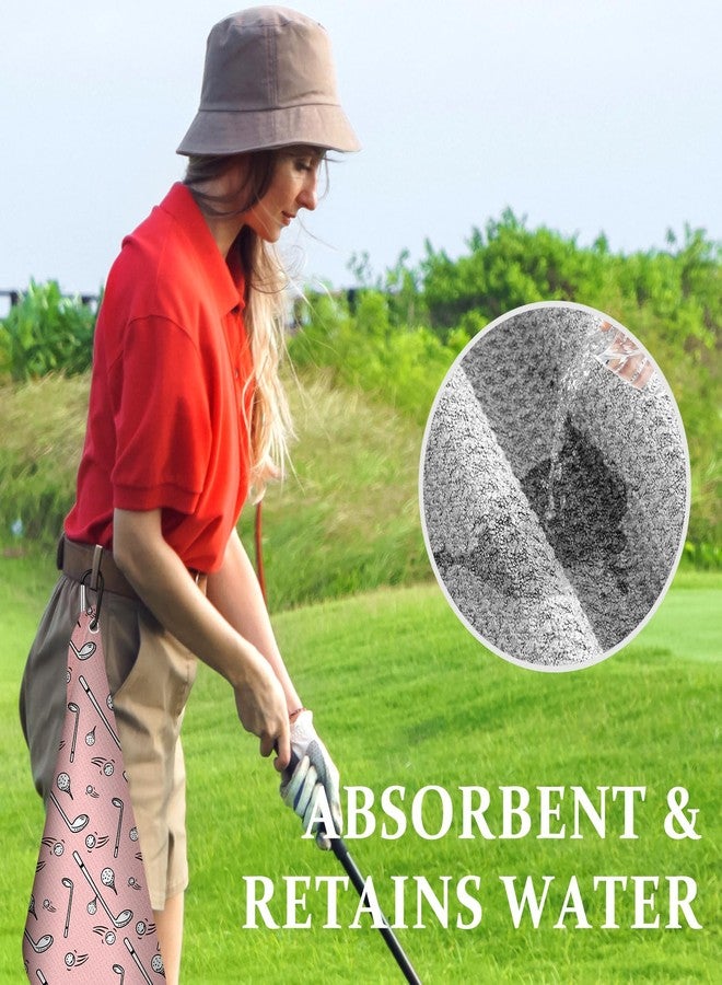 Swooflia Golf Towel with Clip for Golf Club Bags for Men Women Golfers Accessories, Cute Balls Clubs Pattern Microfiber Large Golfing Rag with 4 PCS Golf Tees - Image 5