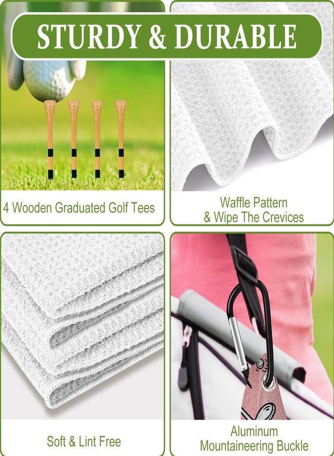 Swooflia Golf Towel with Clip for Golf Club Bags for Men Women Golfers Accessories, Cute Balls Clubs Pattern Microfiber Large Golfing Rag with 4 PCS Golf Tees - Image 2