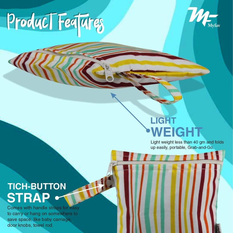 Myfav MY FAV Wet Dry Travel Laundry Bag Pack of 2| Water-Resistant Wet & Dry Pouch | Zipper Bag for Dirty Clothes; Bathing Suits; Gym Wear; Workout; Swimming & Travel Storage - Image 5