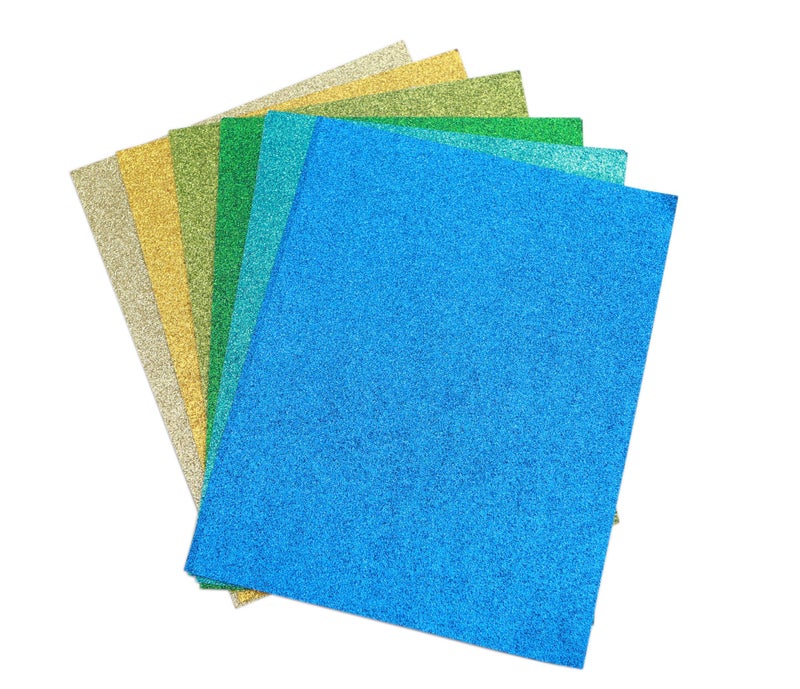 Ader Products 16 Pack Glitter EVA Foam Handicraft Sheets - Self-Adhesive - 8.5 x 11 Inches - Thick and Soft Paper for DIY Projects - 12 Assorted Colors - Image 3